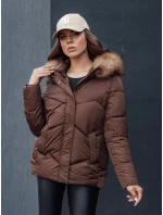 Dámská zimní bunda s kapucí WAYWARD hnědá FashionStreet TY4529 Dámská zimní bunda s kapucí WAYWARD hnědá FashionStreet TY4529