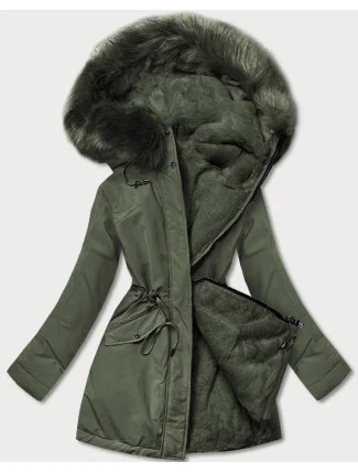 Khaki teplá oboustranná dámská zimní bunda (w610big) Khaki teplá oboustranná dámská zimní bunda (w610big)