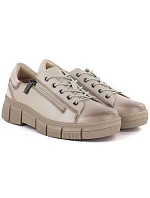 Dámské kožené boty na platformě béžové Cambell 26-19305