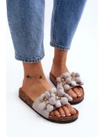 Dámské šedé sandály s ozdobami Bunlia