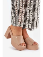 Dámské Sandały Z Eko Kůže Na Podpatku A Platformě Khaki Tamirella