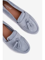 Dámské mokasíny s plochou podrážkou a třásněmi, modré Marilisse