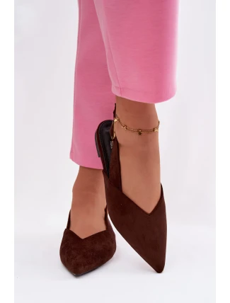 Baleríny se Zlatým Přezkou Eko Semišové Čokoládové Palerra