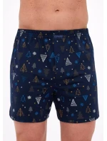 Pánské boxerky 016/23 Night 3 Christmas Tmavě modrá vzor - Cornette Pánské boxerky 016/23 Night 3 Christmas Tmavě modrá vzor - Cornette