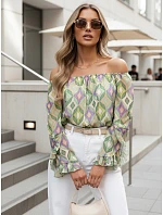 Dámská pruhovaná halenka SPRIAN green FashionStreet RY2464 Dámská pruhovaná halenka SPRIAN green FashionStreet RY2464