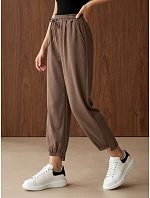 Dámské jogger kalhoty s gumou v pase, hnědé, FashionStreet UY3154 Dámské jogger kalhoty s gumou v pase, hnědé, FashionStreet UY3154