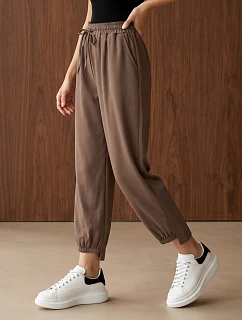 Dámské jogger kalhoty s gumou v pase, hnědé, FashionStreet UY3154