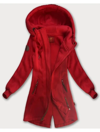 Červená dlouhá dámská mikina s kapucí (AMG-675/2)