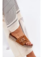 Dámské Pantofle Na Platformě S Přezkou A Hřebíky Camel Nusithia