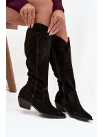 Kozaki Kowbojki Z Přírodního Semiše Vyhřívané Zazoo 4225 Černé Kozaki Kowbojki Z Přírodního Semiše Vyhřívané Zazoo 4225 Černé