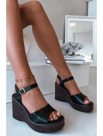 Dámské sandály na platformě Eko kůže Černé Parilisse