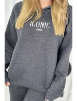 Izolovaná bavlněná souprava, mikina s vyšívacími + kalhotami Grafit Izolovaná bavlněná souprava, mikina s vyšívacími + kalhotami Grafit