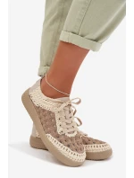 Kožené batohy Dámské polobotky D&A GR61-5951 Béžové