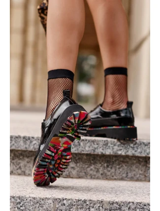 Lakované Dámské Polobotky Šněrovací Artiker Černé