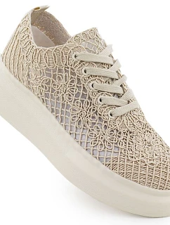 Dámská obuv na platformě se šněrováním béžová Vinceza 17371