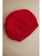 Dámská zimní čepice z vlny s ozdobným pletením K451 červená