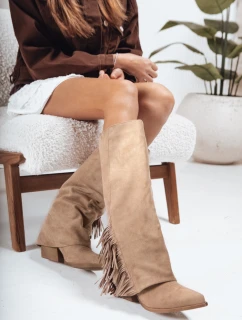 Dámské semišové boho khaki boty FashionStreet ZY1305