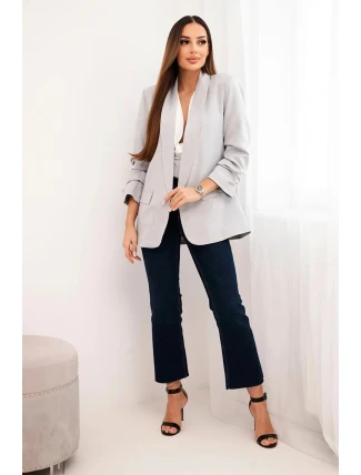 Šedé sako s klopami elegantní