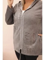 Dámská mikina Plus Size s kapucí a potiskem BKLYN, grafitová