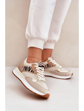 Dámské Sportovní Boty Na Platformě Zebra Béžové Davinara