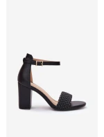 Dámské sandály na podpatku s pleteným pásem černé Asdine