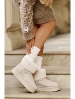 Sněhule Na Platformě S Kožešinou Big Star Světle béžové Sněhule Na Platformě S Kožešinou Big Star Světle béžové