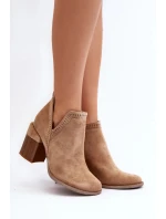 Dámské kotníčkové boty na podpatku A5729 / 192675 Béžová - Bella Paris Dámské kotníčkové boty na podpatku A5729 / 192675 Béžová - Bella Paris