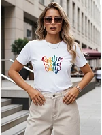 Dámské bavlněné tričko s potiskem, bílé, FashionStreet NX8010RY Dámské bavlněné tričko s potiskem, bílé, FashionStreet NX8010RY