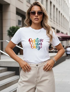 Dámské bavlněné tričko s potiskem, bílé, FashionStreet NX8010RY