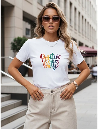 Dámské bavlněné tričko s potiskem, bílé, FashionStreet NX8010RY Dámské bavlněné tričko s potiskem, bílé, FashionStreet NX8010RY