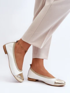 Zazoo 2890 Kožené baleríny bílo-zlaté