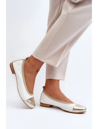 Zazoo 2890 Kožené baleríny bílo-zlaté