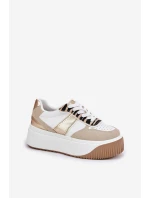 Dámské tenisky na masivní platformě se zvířecím vzorem béžovo-zlaté Telanila