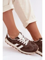 Kožené semišové tenisky dámské na platformě S.Barski LR61-7097 Čokoládové