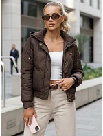 Dámská přechodná krátká bunda s odepínací kapucí hnědá FashionStreet TY5669
