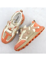 Dámské kožené tenisky béžové a oranžové Goe RR2N4064 Dámské kožené tenisky béžové a oranžové Goe RR2N4064