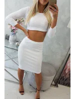Souprava halenky a sukně v bílé barvě