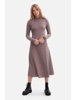 B299 Žebrované midi šaty s asymetrickým pasem - kakao B299 Žebrované midi šaty s asymetrickým pasem - kakao