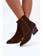 Dámské semišové “kovbojky” na sloupku – čokoládové Dylira