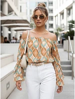 Dámská pruhovaná halenka SPRIAN hnědá FashionStreet RY2463 Dámská pruhovaná halenka SPRIAN hnědá FashionStreet RY2463