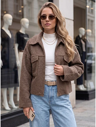 Krátký dámský kabát typu „baranek“ se zipem, Fango FashionStreet TY6060