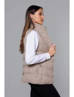 Tmavě béžová péřová dámská vesta (5M719-62) Tmavě béžová péřová dámská vesta (5M719-62)