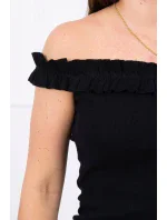 Španělská halenka s volánky černá Španělská halenka s volánky černá