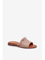 Kožené Pantofle Tmavě Béžové Lewski Shoes 3047