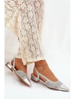 Dámské sandály s pletením na klíně stříbrné Nivorra