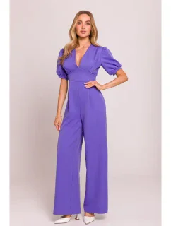 M852 Kombinéza s puff rukávy - světle fialová