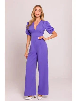 M852 Kombinéza s puff rukávy - světle fialová M852 Kombinéza s puff rukávy - světle fialová