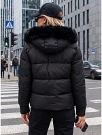 Dámská zimní prošívaná bunda s kožešinou, černá, FashionStreet TY5828 Dámská zimní prošívaná bunda s kožešinou, černá, FashionStreet TY5828