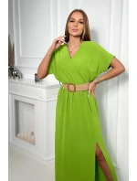 Dlouhé šaty s ozdobným páskem kiwi Dlouhé šaty s ozdobným páskem kiwi