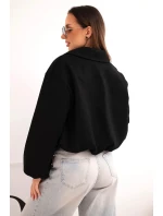 Dámská bunda se zipem a nabíraným rukávem černá